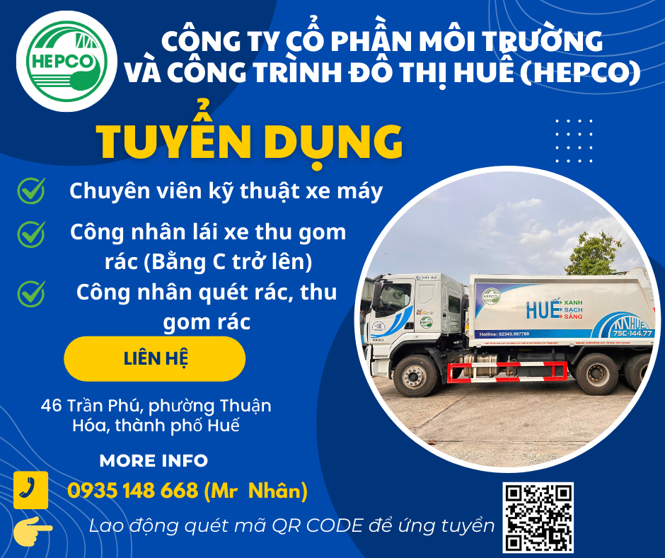CÔNG TY CỔ PHẦN MÔI TRƯỜNG VÀ CÔNG TRÌNH ĐÔ THỊ HUẾ (HEPCO)  